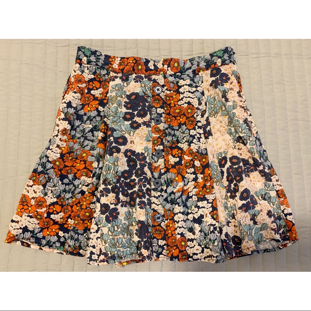 Modcloth Mixed Floral Button Skirt